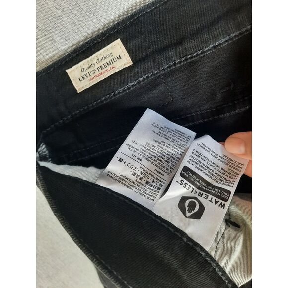 Levi's Premium 511 Men W40/32L Slim Fit Pleated‎ BIG E Stretch Black Denim Jeans - Picture 5 of 9